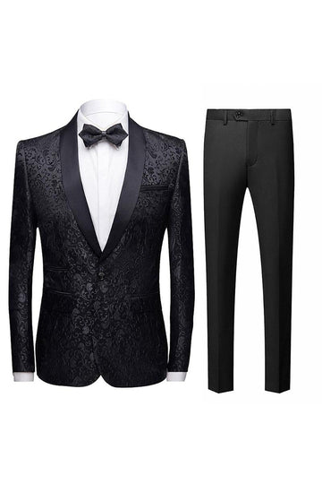 svart jacquard shawl lapel menns 2 stk dresser
